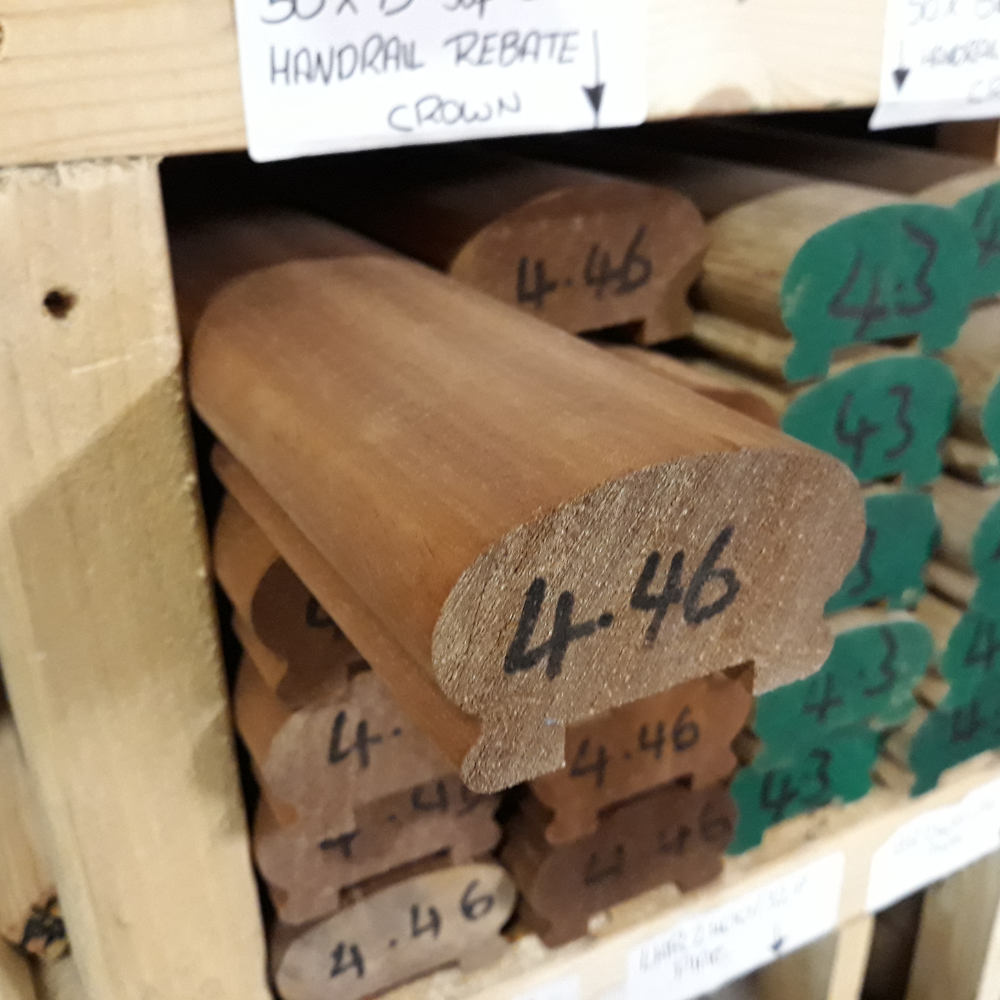 Image of 50 x 75mm Sapele Crown Handrail 32mm Groove