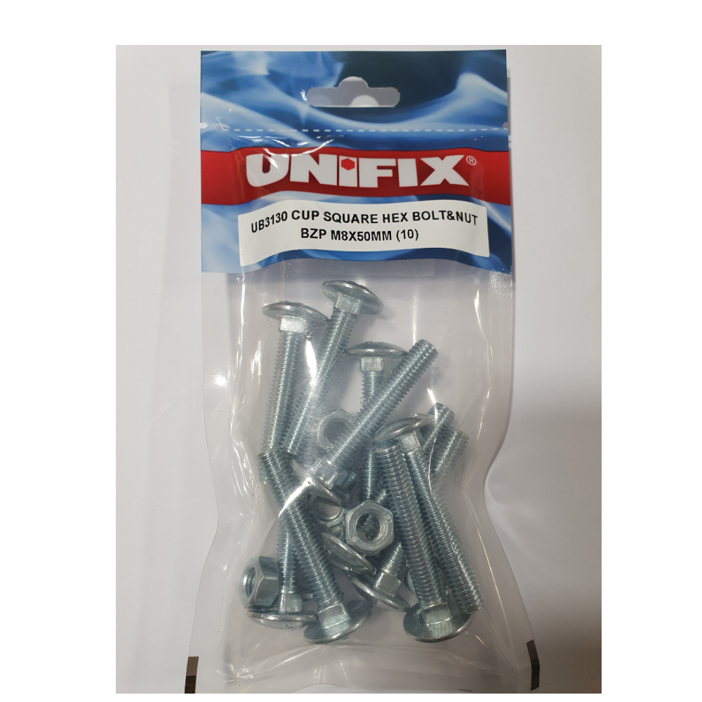 Product photograph of M10 Coach Bolt and Nut BZP 