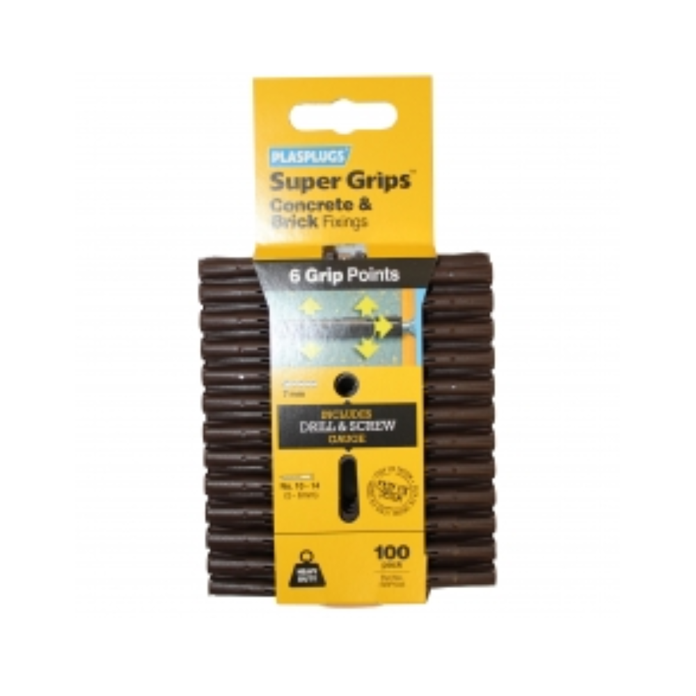 Image of Plasplugs Super Grips Concrete & Brick Brown