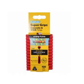 Product photograph of Plasplugs Super Grips Concrete & Brick RED 