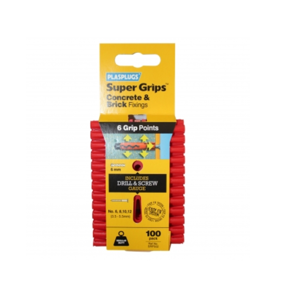 Image of Plasplugs Super Grips Concrete & Brick RED