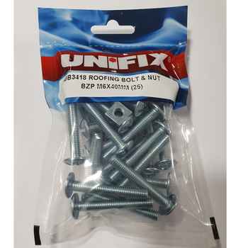 Product photograph of Roofing Bolt and Nut M6 x 40mm BZP 25 Pack 