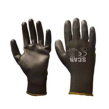 Product photograph of Scan Black PU Coated Gloves