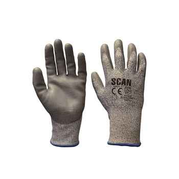 Product photograph of Scan PU Coated Cut 5 Grey Liner Gloves