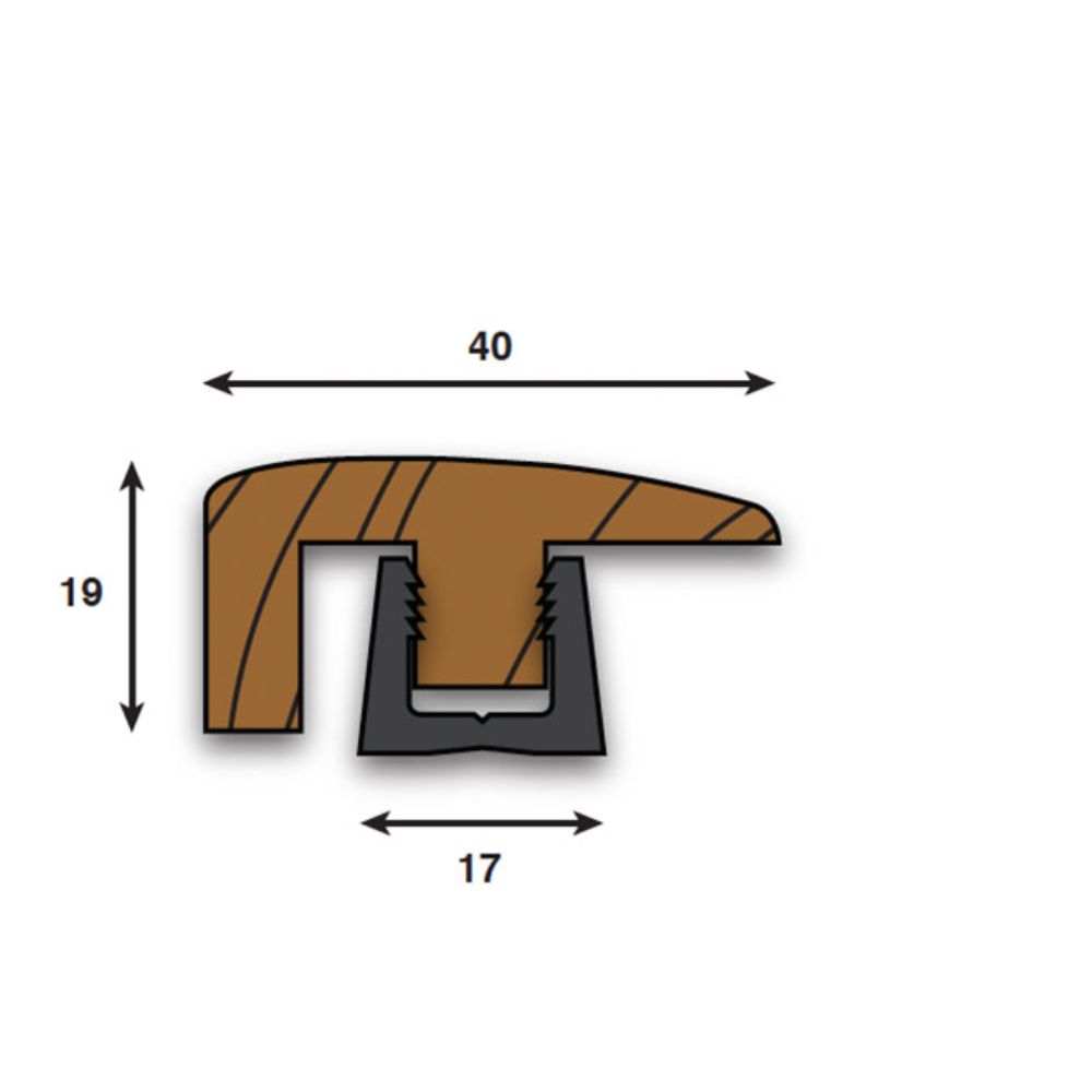 Image of 19 x 40 mm Parallel WE18 Oak End Profile 15-18mm