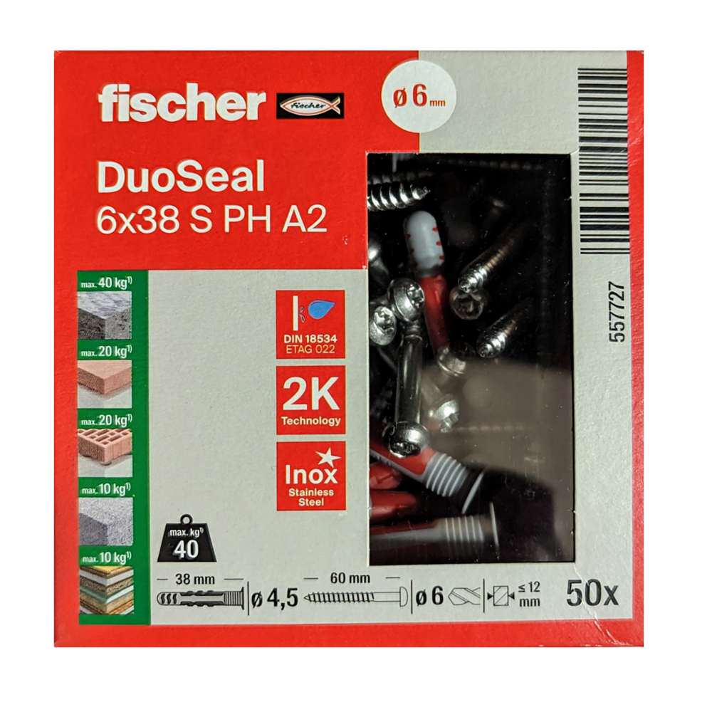 Sub image of FISCHER DUOSEAL 6 X 38MM S PLUG/SCREW A2  number 2 in the gallery of images