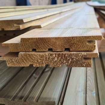 Sub image of 20 x 144mm Fin Size UC4 Treated Redwood Channel Cladding (shadow gap)  number 4 in the gallery of images