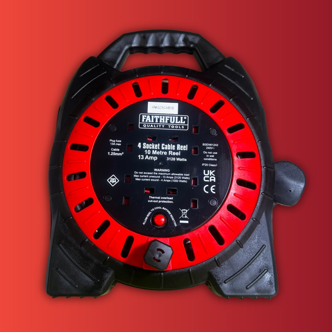 Product photograph of 10m 10A Cable Reel (4 Sockets) 