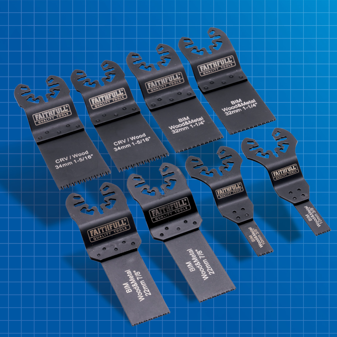 Product photograph of FAITHFULL 8 Piece Mixed Multi-Tool Blade Set 