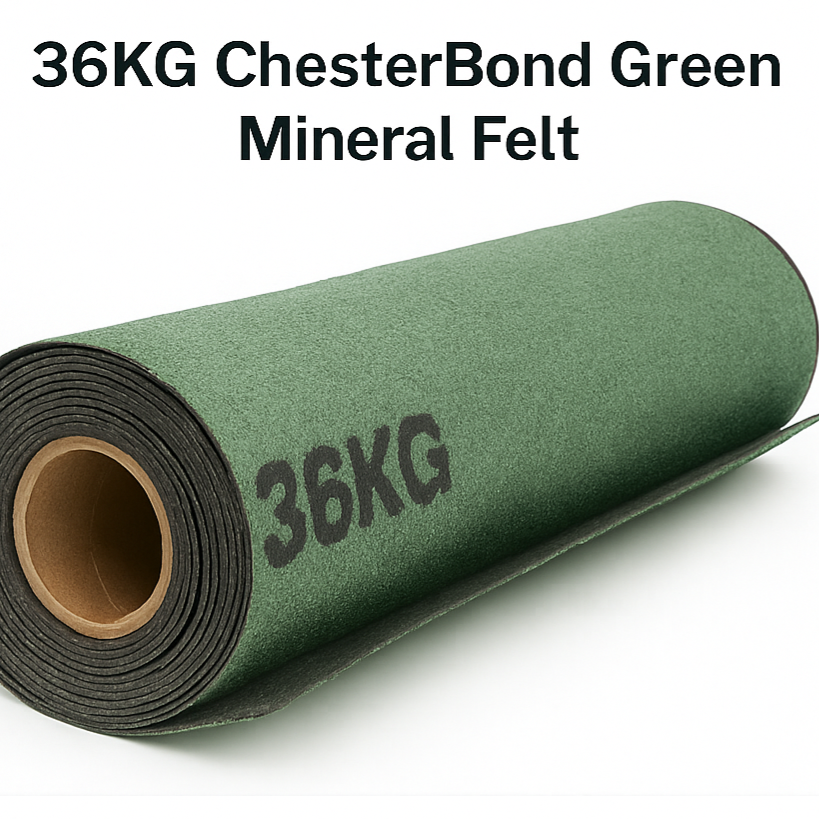 Product photograph of 36KG CHESTERBOND GREEN MINERAL FELT 1x10mts