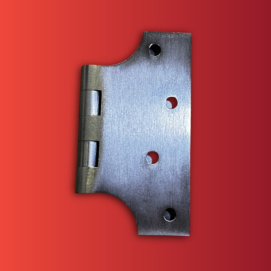 Product photograph of 100MM SATIN PARLIAMENT HINGE 50MM THROW 